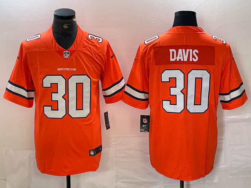 Men's Denver Broncos Terrell Davis #30 Orange Alternate Game Jersey1 football jersey product view 1