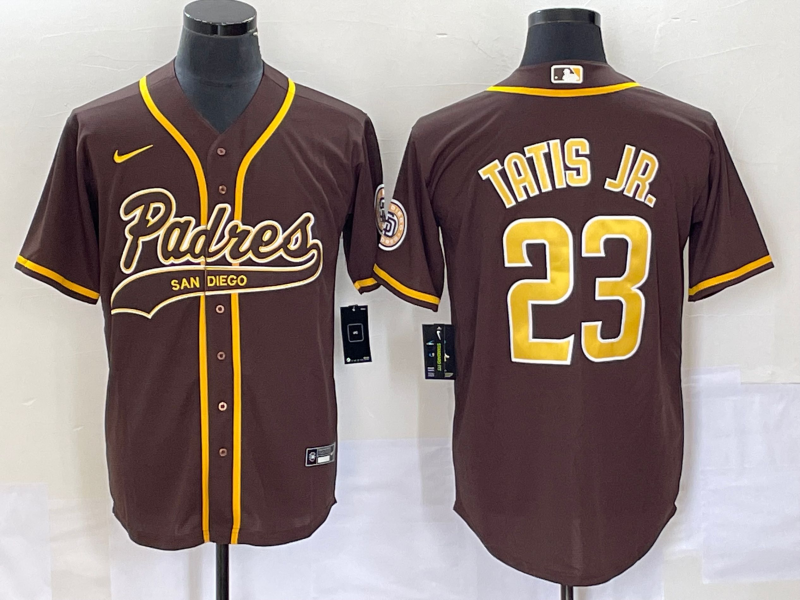 Men's San Diego Padres Fernando Tatis Jr. #23 Brown Replica Player Jersey Joint Edition baseball jersey product view 1