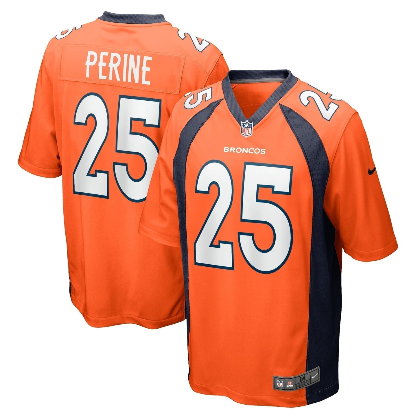 Samaje Perine Denver Broncos Game Jersey - Orange football jersey product view 1