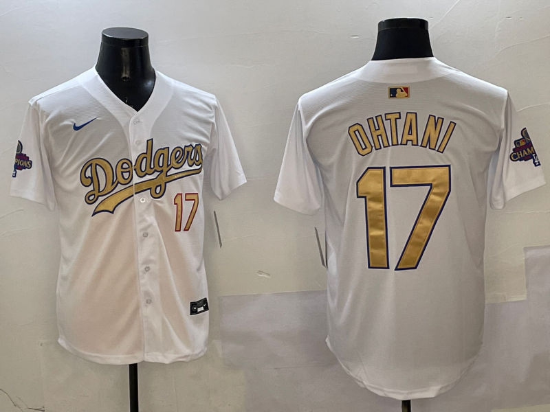 Men's Los Angeles Dodgers Shohei Ohtani #17 White 2025 Gold Collection Limited Jersey baseball jersey product view 1