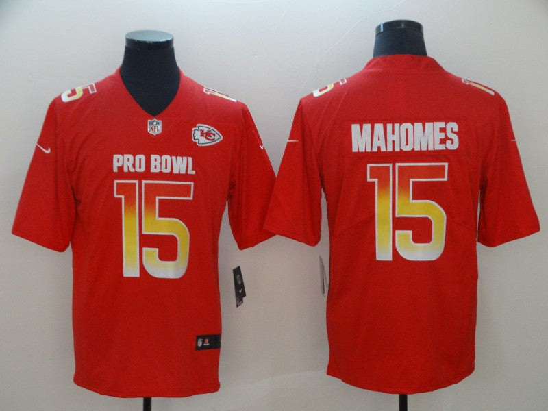Men's Kansas City Chiefs Patrick Mahomes #15 Red All Star Game Jersey1 football jersey product view 1