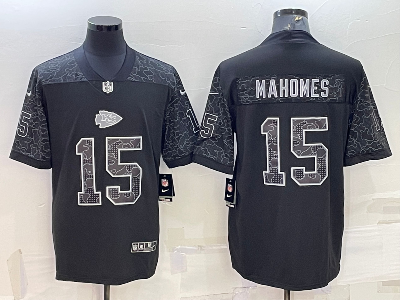 Men's Kansas City Chiefs Patrick Mahomes Black RFLCTV Limited Jersey football jersey product view 1