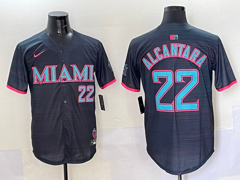 Men's Miami Marlins Sandy Alcantara Black 2025 City Connect Limited Jersey baseball jersey product view 1