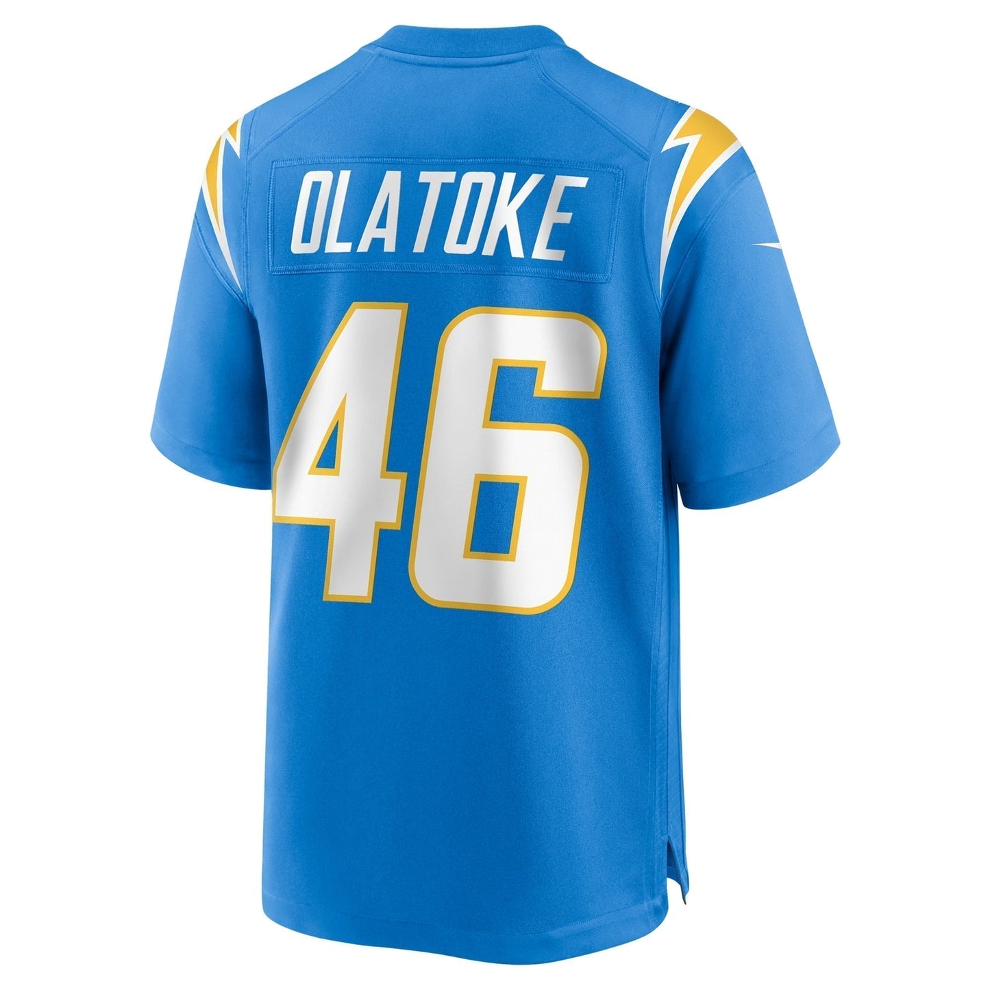Praise Olatoke Los Angeles Chargers Team Game Jersey - Powder Blue football jersey product view 3