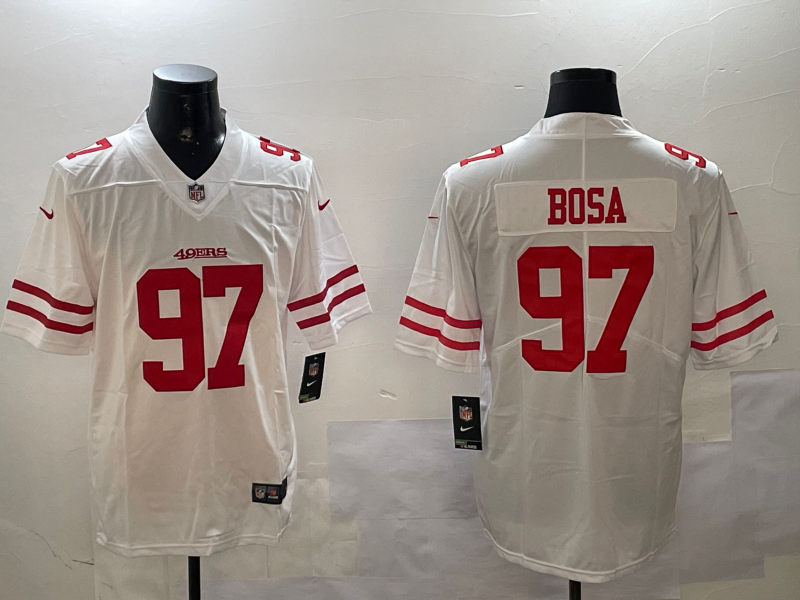 Men's San Francisco 49ers #97 Nick Bosa Player Jersey1 White football jersey product view 1