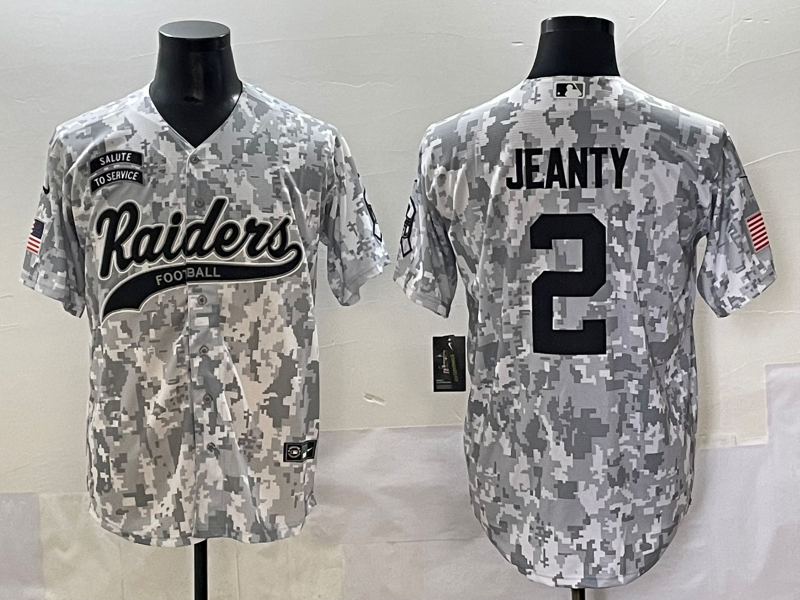 Men's Las Vegas Raiders Ashton Jeanty Arctic Camo 2024 Salute to Service Retired Player Limited Jersey football jersey product view 1