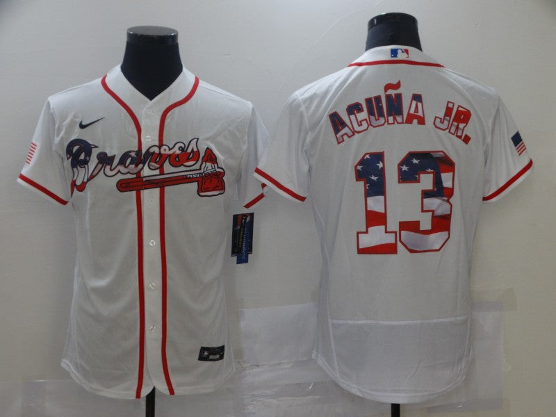 Men's Atlanta Braves Ronald Acuna Jr. #13 White Authentic Player Jersey1 baseball jersey product view 1