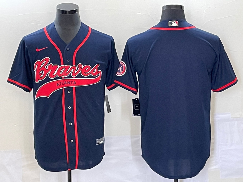 Men's Atlanta Braves Navy Replica Blank Jersey Joint Edition baseball jersey product view 1