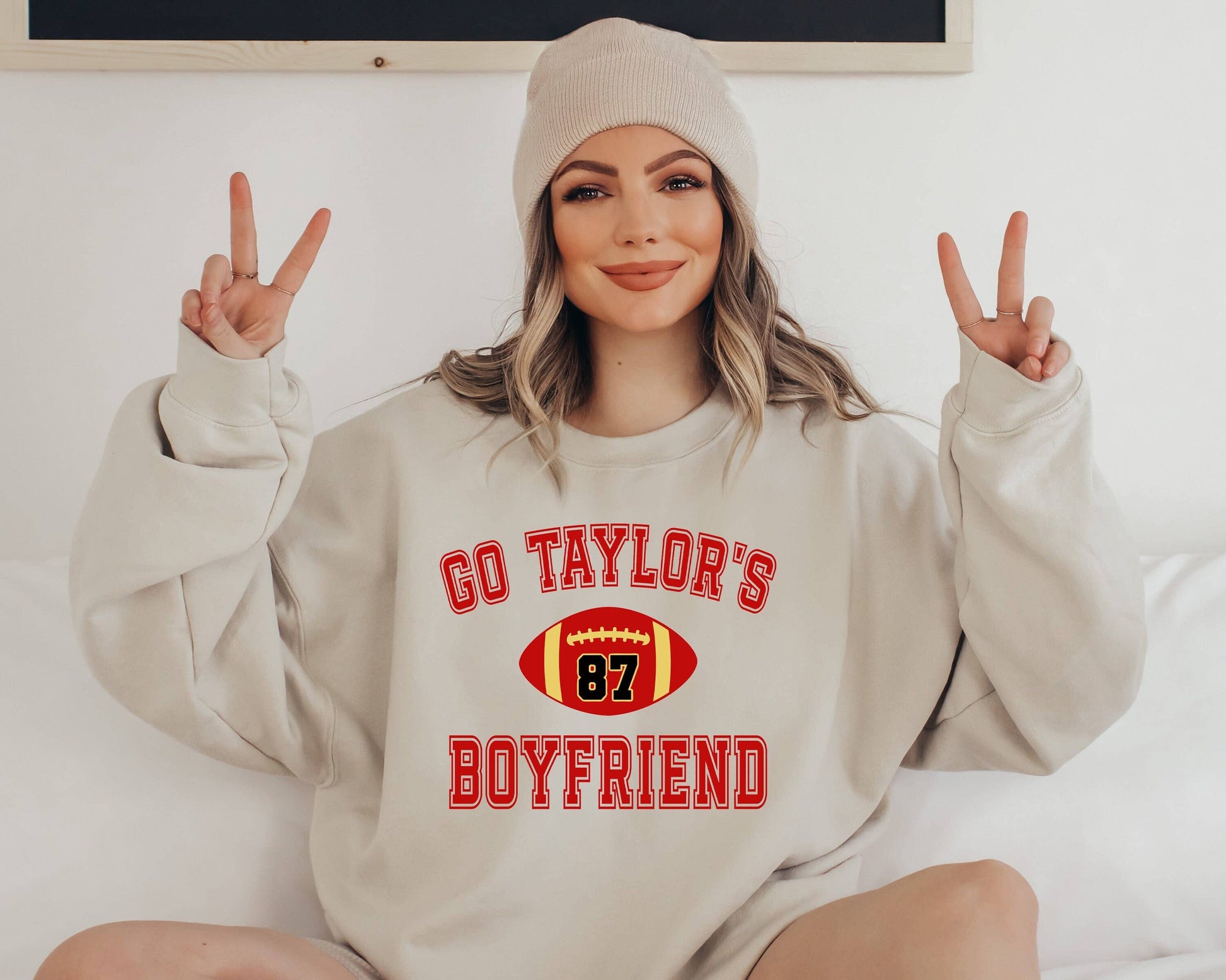 Go Taylor's Boyfriend #87 Football Themed Sweatshirt Unisex T-shirt, Sweatshirt, Hoodie, Long Sleeve Tee - T-Shirt, Sweatshirt, Hoodie