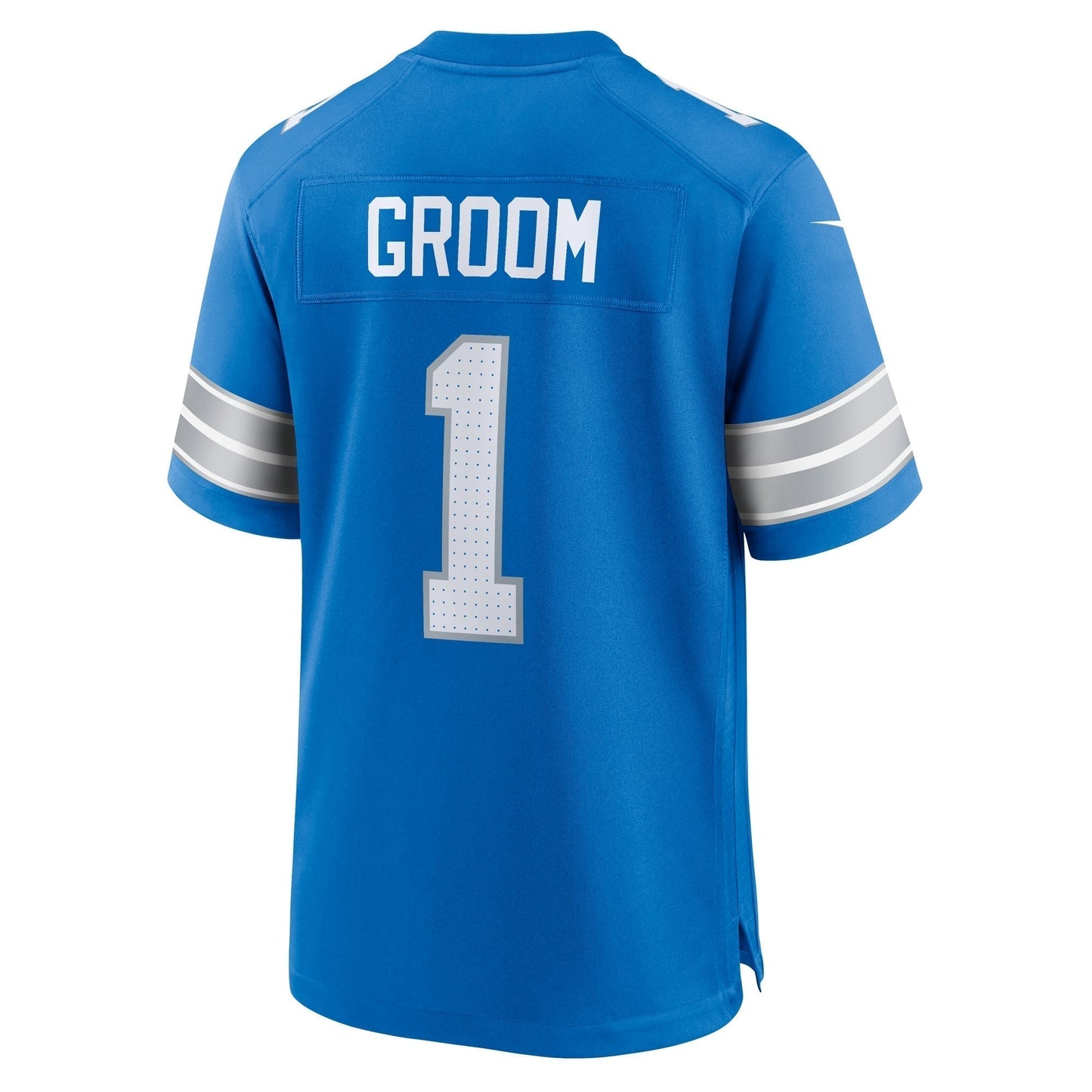 Number 1 Groom Detroit Lions Game Jersey - Blue football jersey product view 3