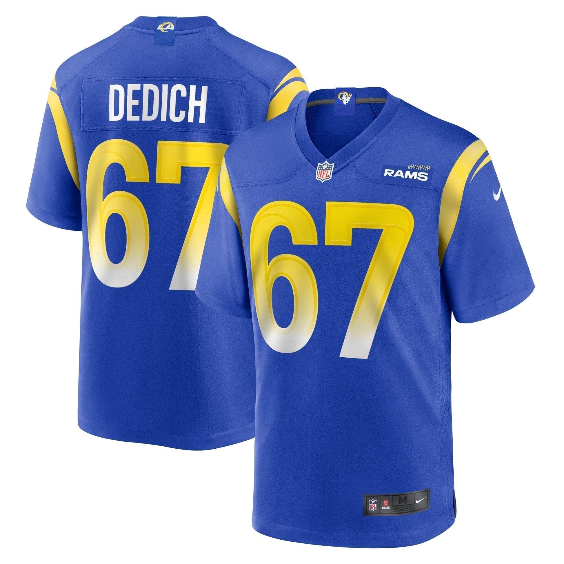 Justin Dedich Los Angeles Rams Game Jersey - Royal football jersey product view 1