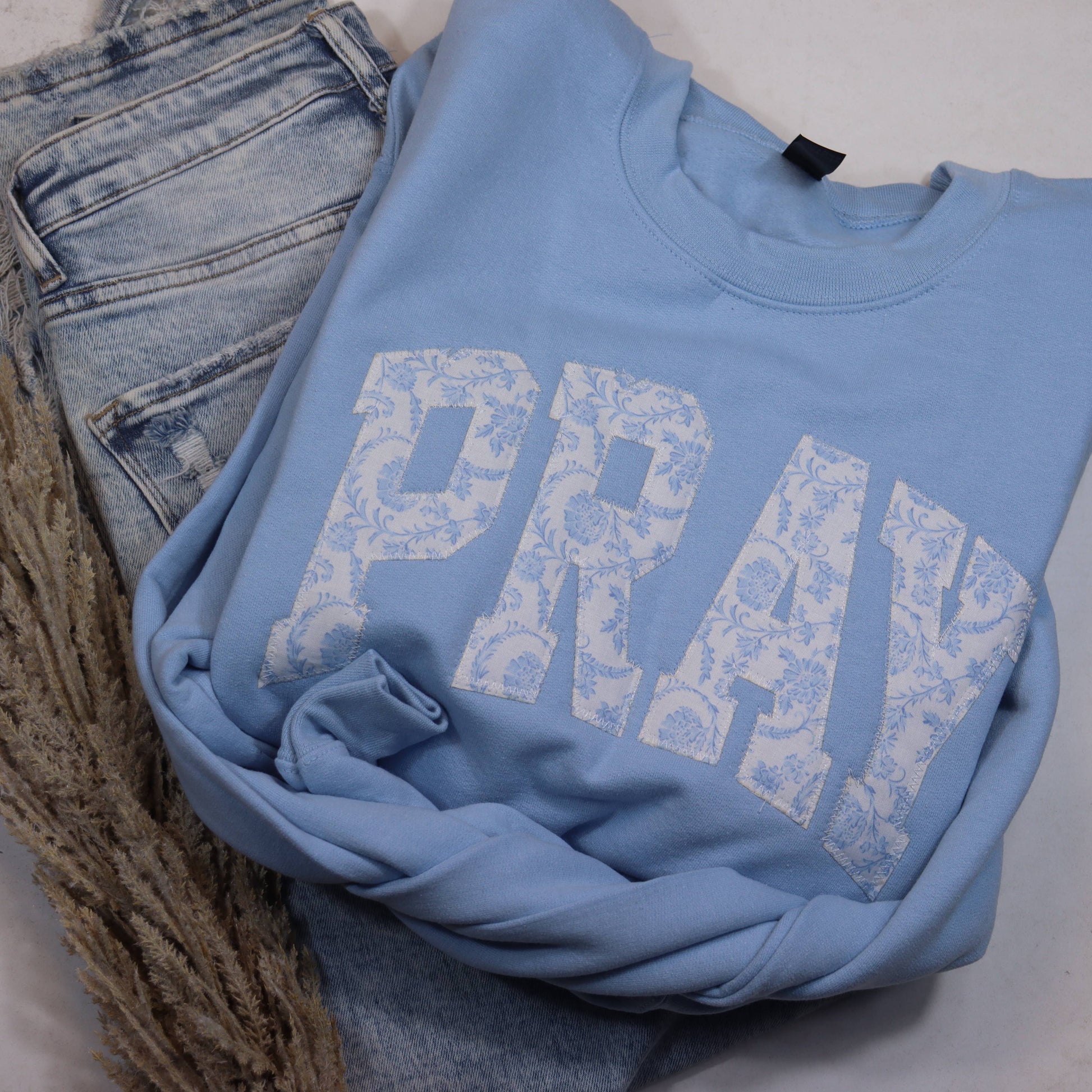 Light Blue Floral Pray Christian Faith Sweatshirt Unisex T-shirt, Sweatshirt, Hoodie, Long Sleeve Tee - T-Shirt, Sweatshirt, Hoodie