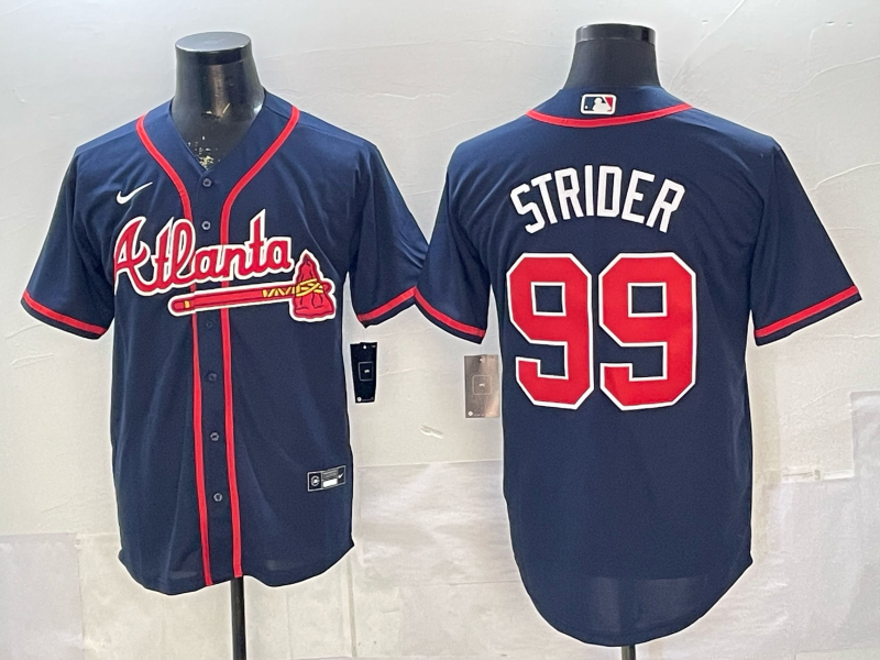 Men's Atlanta Braves Spencer Strider Navy Alternate Limited Jersey baseball jersey product view 1