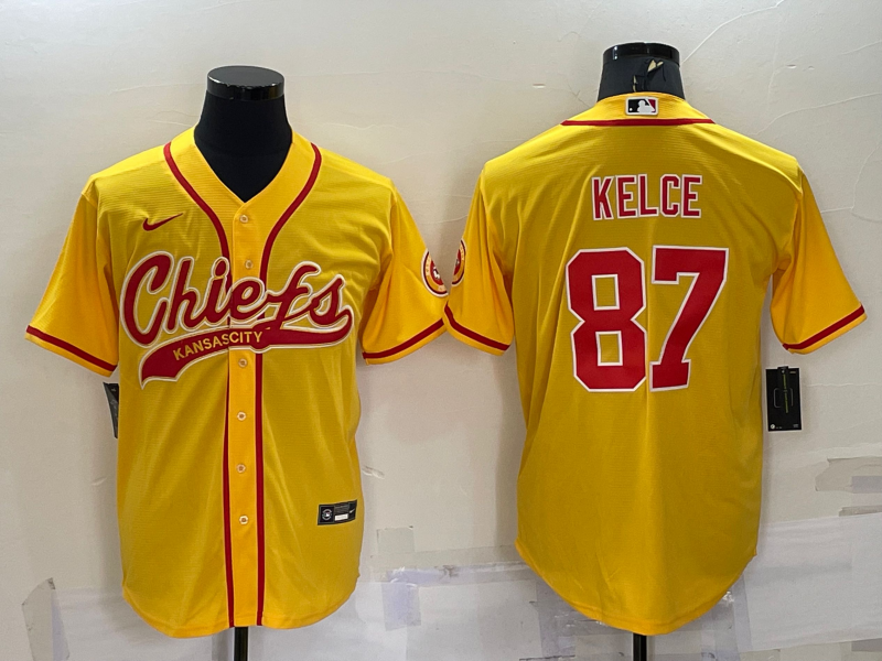 Men's Kansas City Chiefs Travis Kelce #87 Gold Game Jersey1 Joint Edition football jersey product view 1
