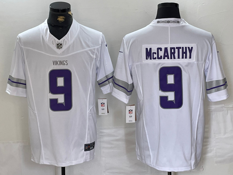 Men's Minnesota Vikings J.J. McCarthy #9 White Alternate Vapor F.U.S.E. Elite Player Jersey1 football jersey product view 1