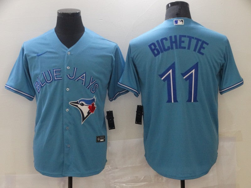 Men's Toronto Blue Jays1 Bo Bichette #11 Light Blue Replica Baseball Jersey baseball jersey product view 1