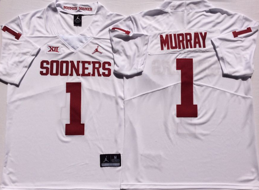 Men's Oklahoma Sooners Kyler Murray White Player Game Jersey sports jersey product view 1