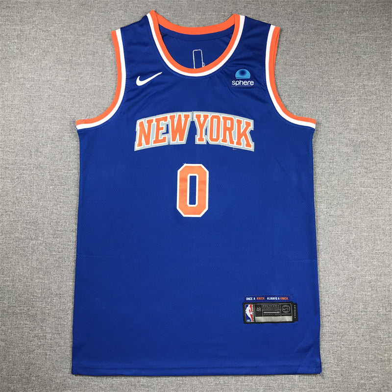 Knicks #0 blue jersey basketball jersey product view 1