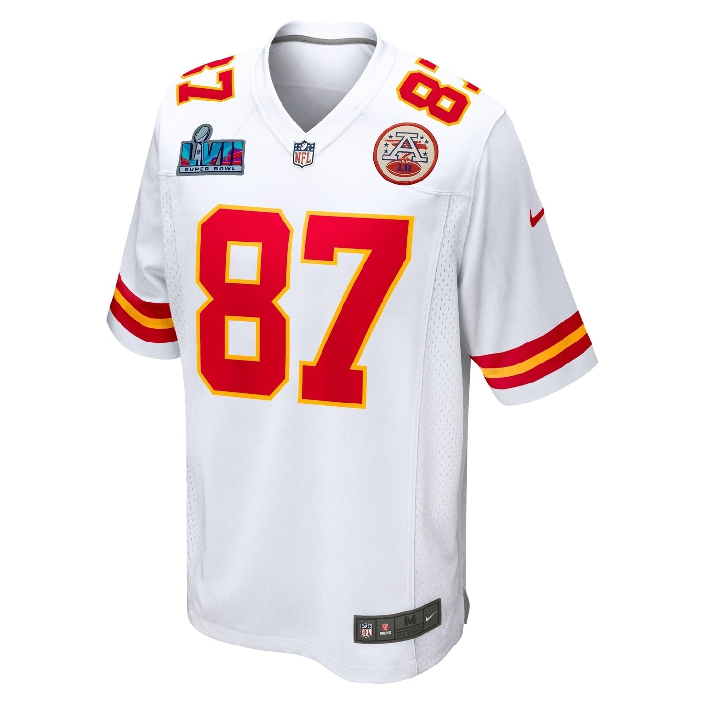Travis Kelce Kansas City Chiefs Super Bowl LVII Patch Away Game Jersey - White football jersey product view 2