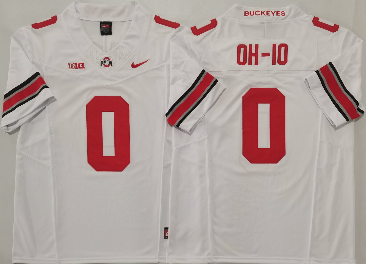 Men's Ohio State Buckeyes OH-10 #0 White Player Game Jersey sports jersey product view 1