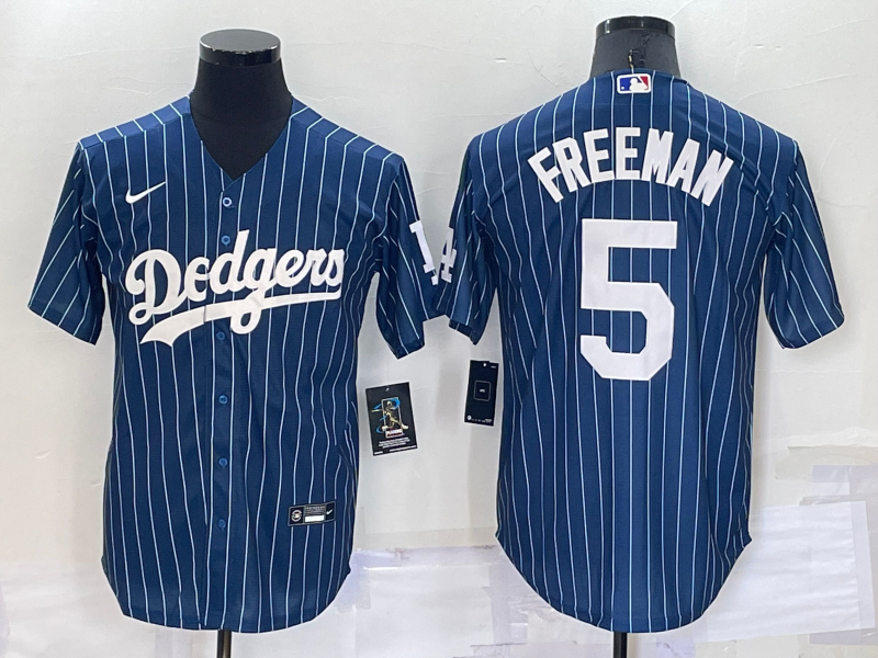 Men's Los Angeles Dodgers Freddie Freeman #5 Blue Player Game Jersey1 baseball jersey product view 1