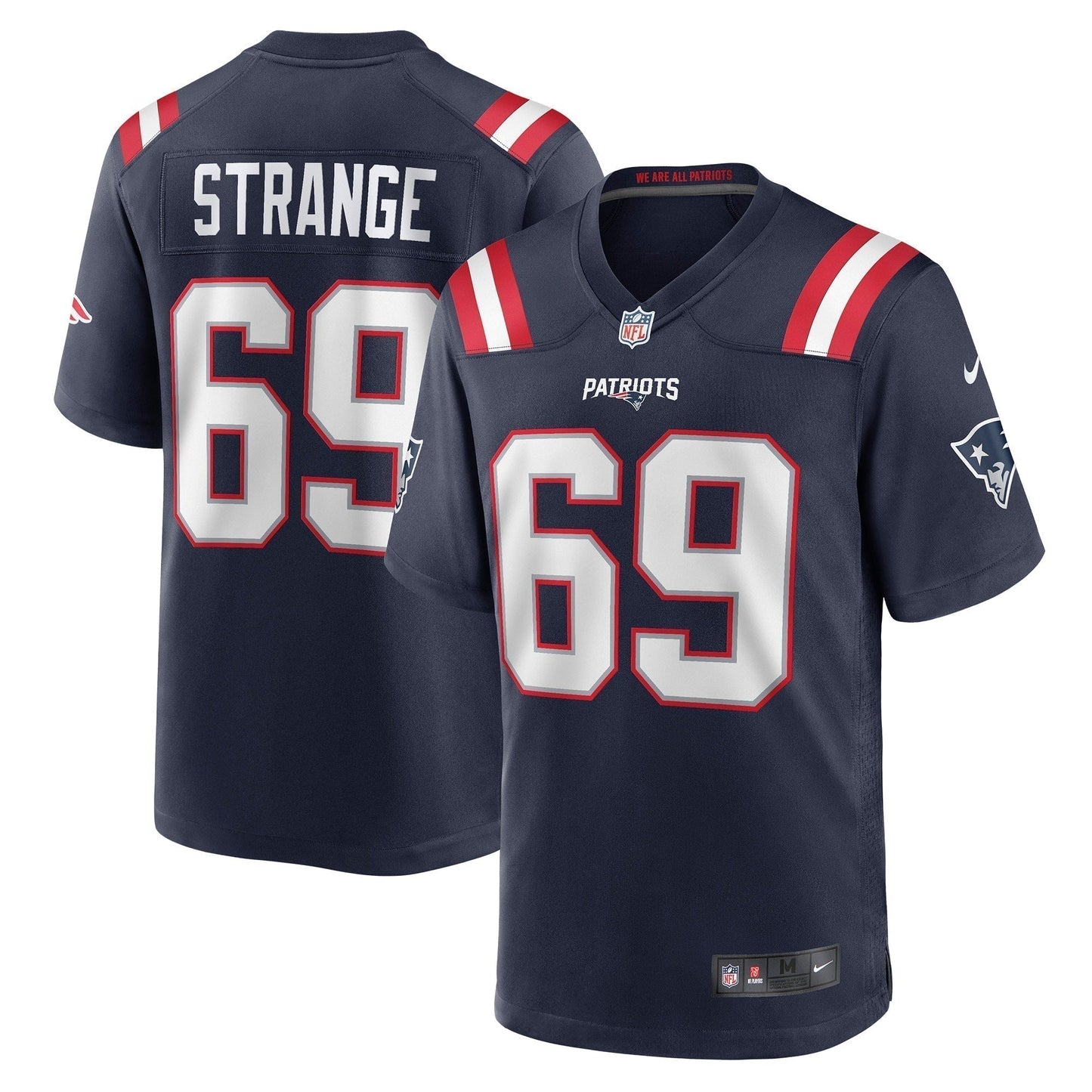 Cole Strange New England Patriots Game Jersey - Navy football jersey product view 1