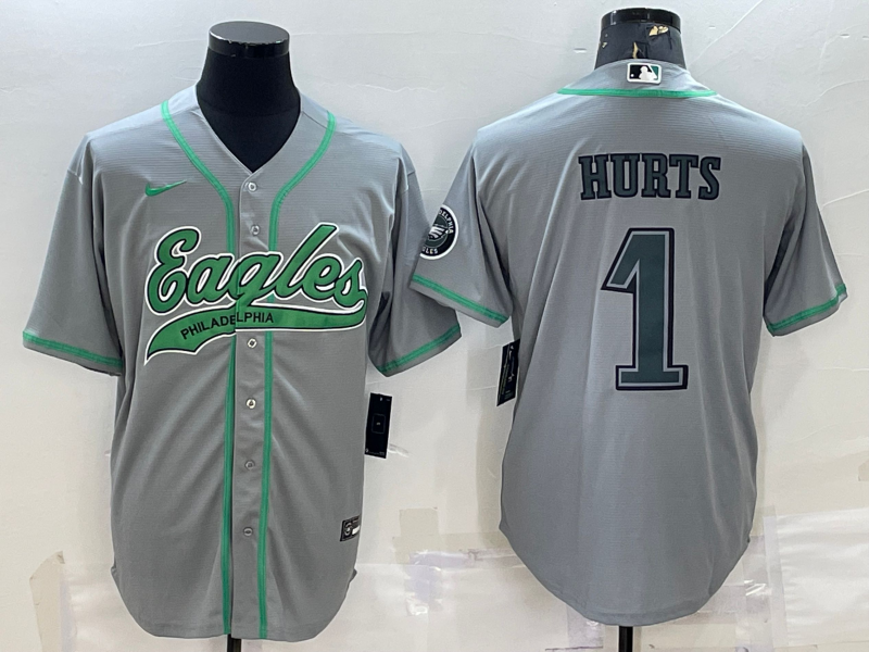 Men's Philadelphia Eagles Jalen Hurts Gray Game Jersey Joint Edition football jersey product view 1