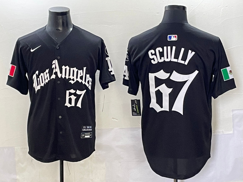 Men's Los Angeles Dodgers Vince Scully Black Limited Player Jersey baseball jersey product view 1