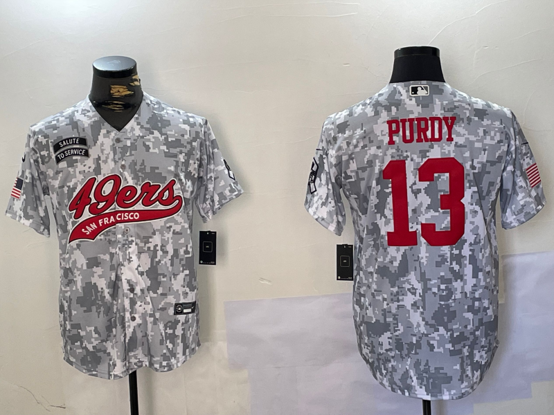Men's San Francisco 49ers Brock Purdy Arctic Camo Salute to Service Limited Jersey football jersey product view 1