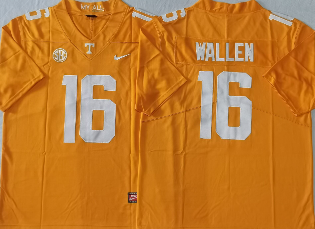 Men's Tennessee Volunteers Morgan Wallen Orange Player Game Jersey sports jersey product view 1