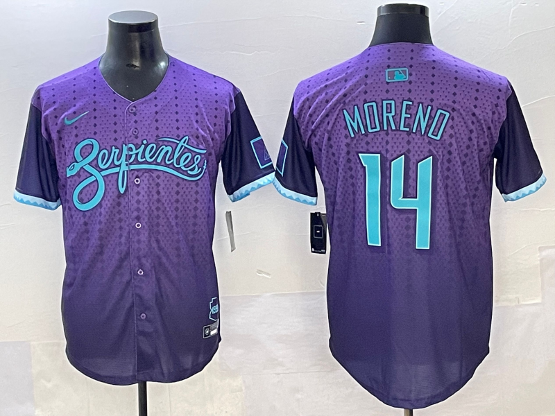 Men's Arizona Diamondbacks Gabriel Moreno #14 Purple 2025 City Connect Limited Player Jersey baseball jersey product view 1