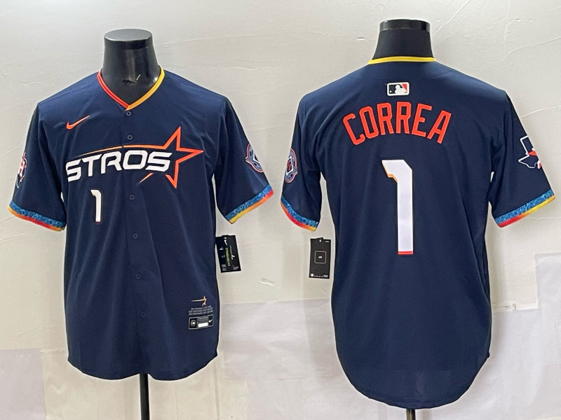 Men's Houston Astros Carlos Correa Navy 2025 City Connect Limited Player Jersey baseball jersey product view 1