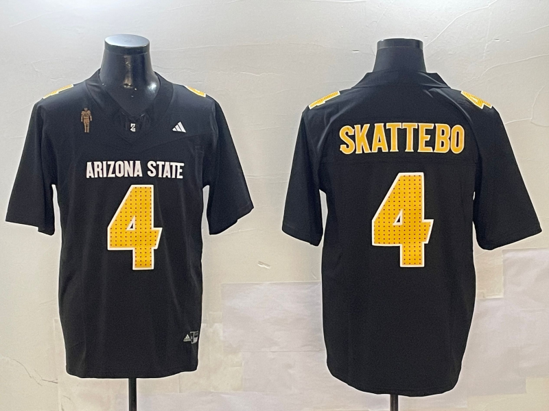 Men's Arizona State Sun Devils Cameron Skattebo Black Player Jersey sports jersey product view 1
