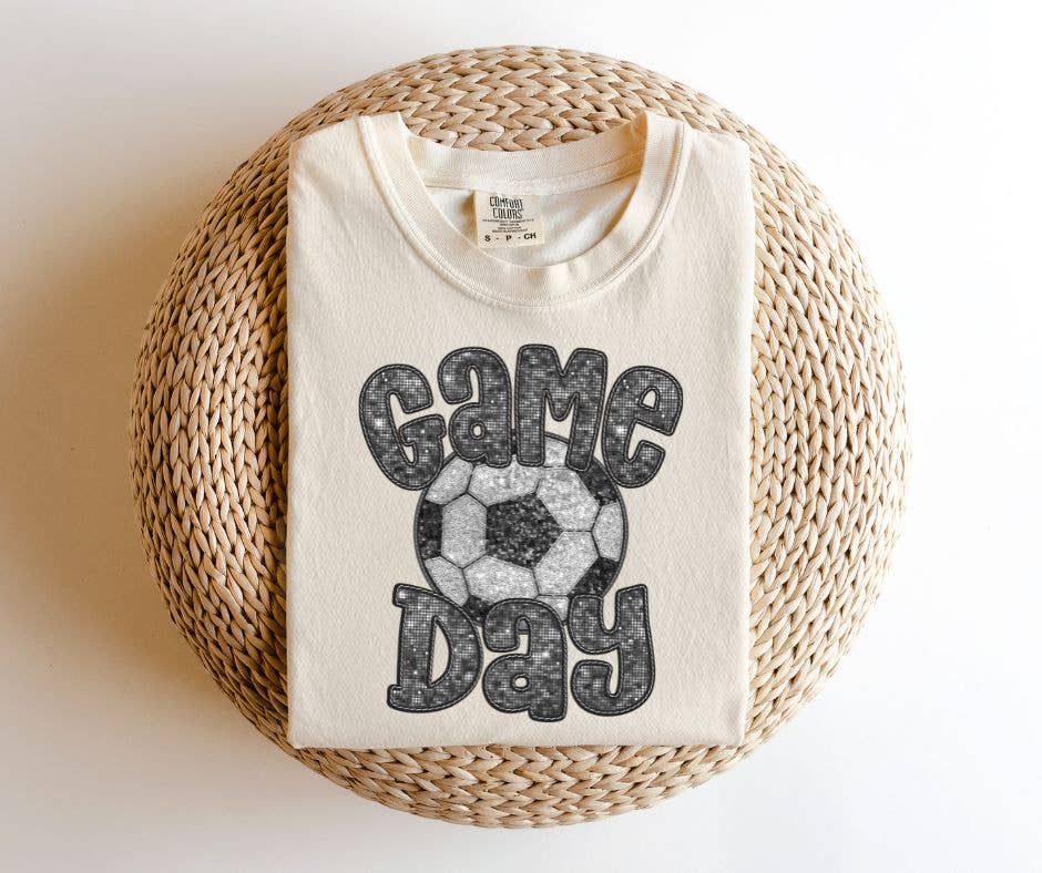 Faux Sequined Soccer Game Day Unisex T-shirt, Sweatshirt, Hoodie, Long Sleeve Tee - T-Shirt, Sweatshirt, Hoodie