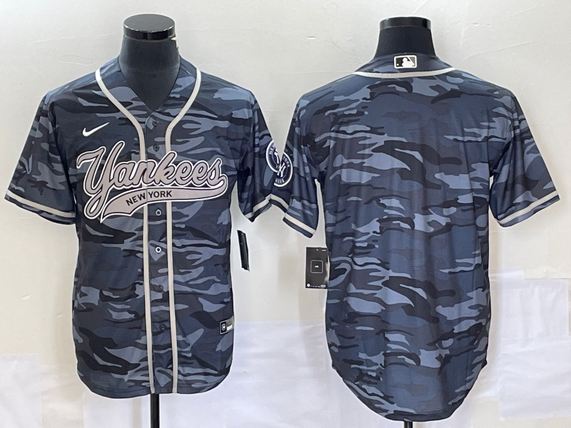 Men's New York Yankees Grey Camouflage Replica Blank Jersey Joint Edition baseball jersey product view 1