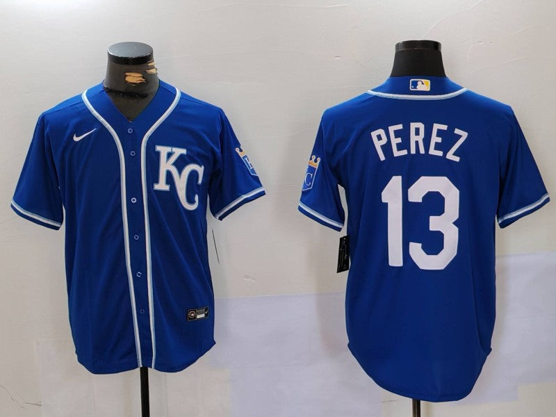Men's Kansas City Royals Salvador Perez #13 Royal Alternate Replica Player Jersey1 baseball jersey product view 1