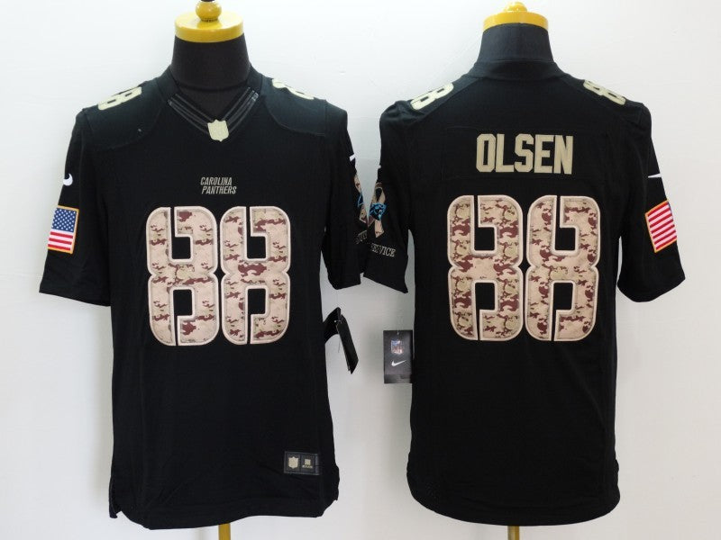 Men's Carolina Panthers Greg Olsen #88 Black Game Player Jersey1 football jersey product view 1