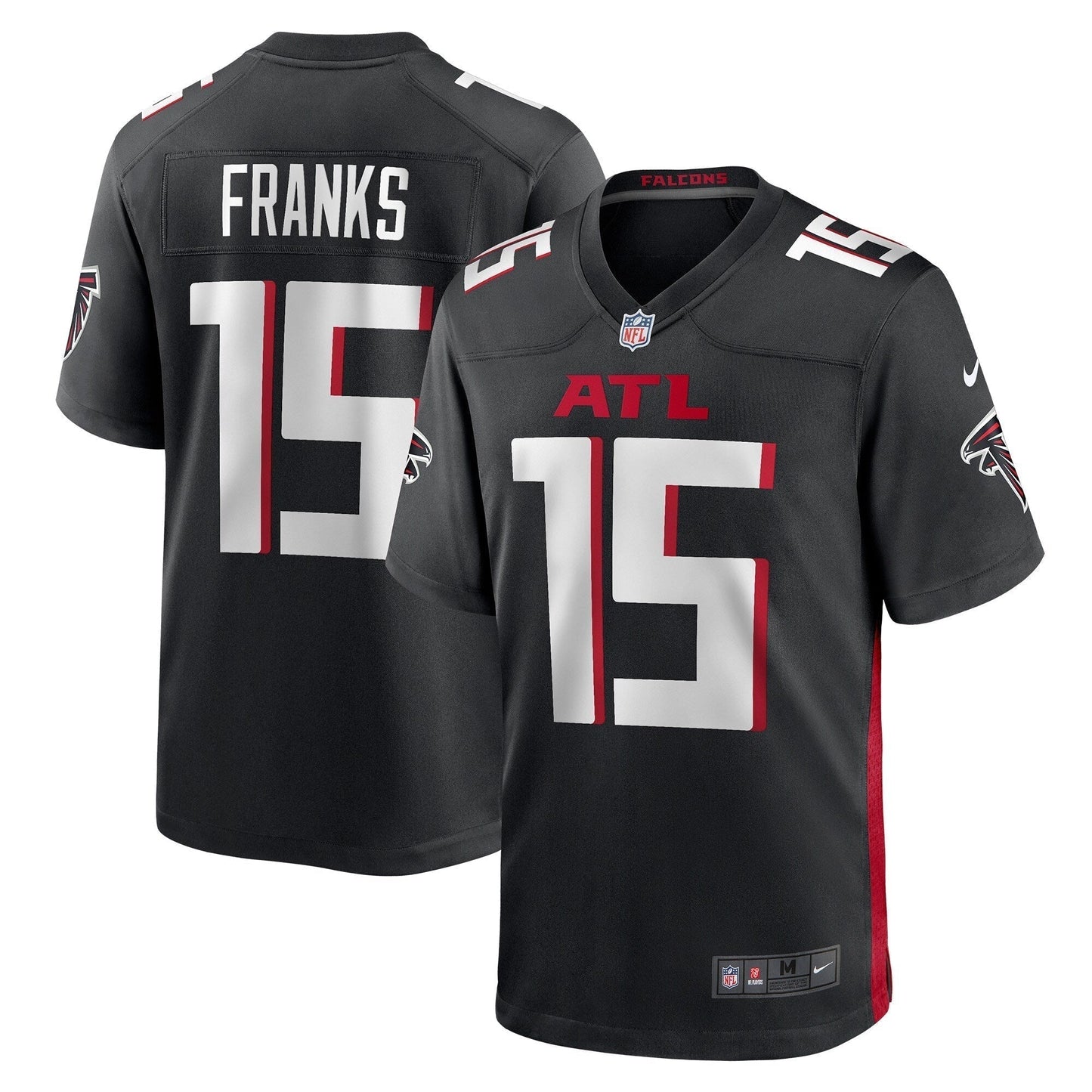 Feleipe Franks Atlanta Falcons Game Jersey - Black football jersey product view 1