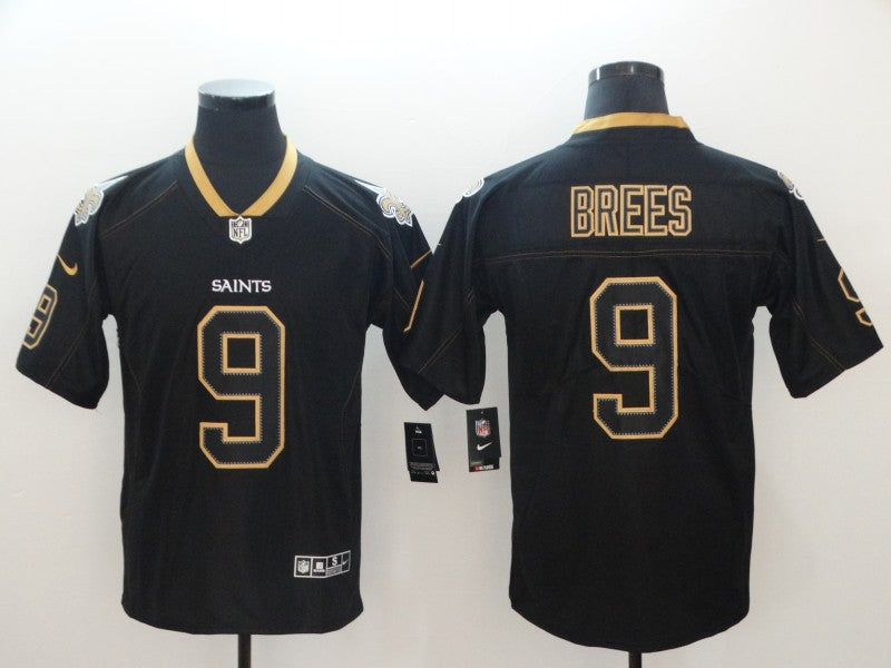 Men's New Orleans Saints Drew Brees #9 Black Game Player Jersey1 football jersey product view 1