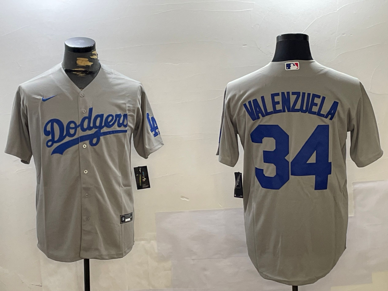Men's Los Angeles Dodgers Fernando Valenzuela Gray Game Jersey baseball jersey product view 1