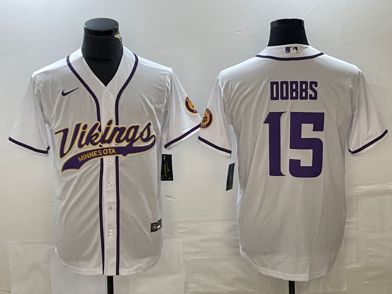 Men's Minnesota Vikings Joshua Dobbs White Game Jersey Joint Edition football jersey product view 1
