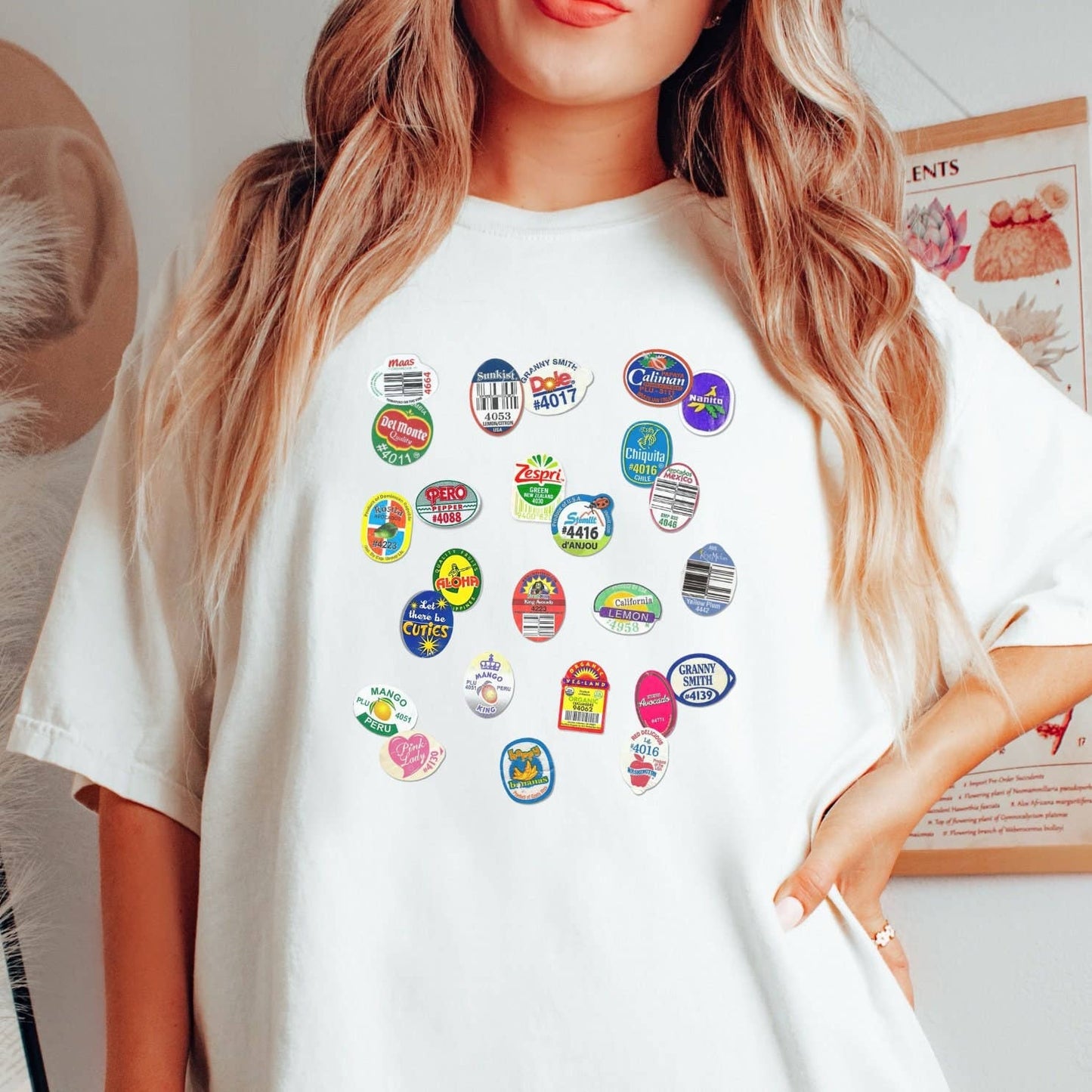 Comfort Colors Fruit Sticker Shirt Summer Graphic Tee Unisex T-shirt, Sweatshirt, Hoodie, Long Sleeve Tee - T-Shirt, Sweatshirt, Hoodie