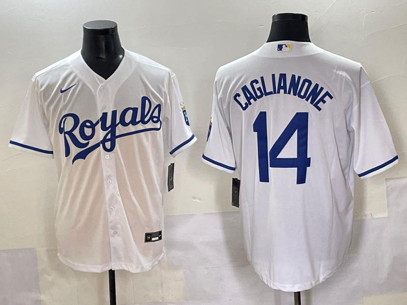 Men's Kansas City Royals Jac Caglianone #14 White Home Limited Player Jersey baseball jersey product view 1