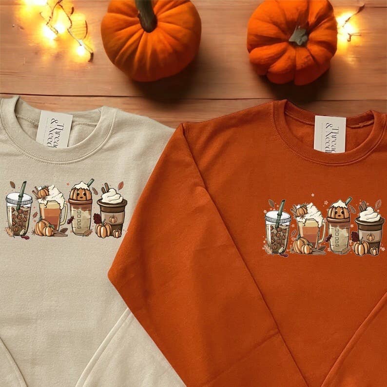 Fall Pumpkin Spice Latte Crewneck Sweatshirt Unisex T-shirt, Sweatshirt, Hoodie, Long Sleeve Tee - T-Shirt, Sweatshirt, Hoodie