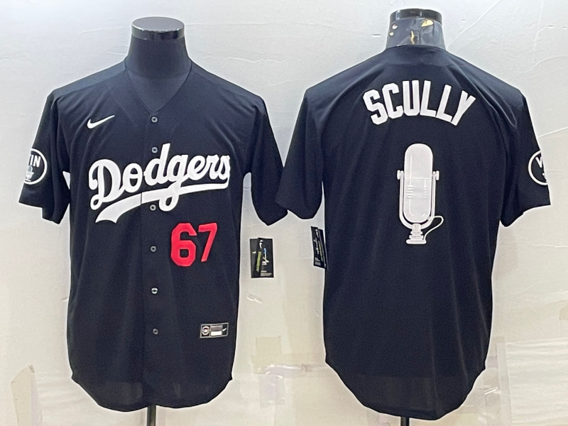 Men's Los Angeles Dodgers Vince Scully #67 Black Replica Baseball Jersey1 baseball jersey product view 1