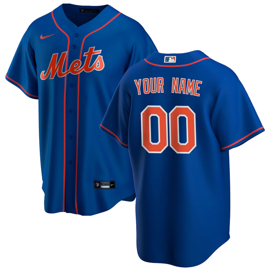 Men's New York Mets1 Royal Alternate Replica Custom Jersey baseball jersey product view 1