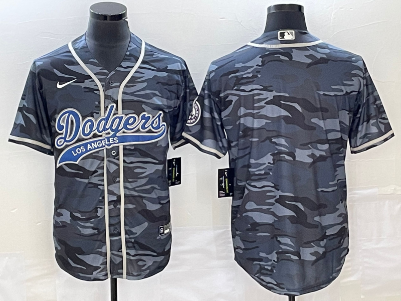 Men's Los Angeles Dodgers Grey Camouflage Blank Jersey Joint Edition baseball jersey product view 1