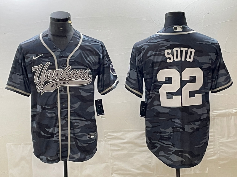 Men's New York Yankees Juan Soto #22 Grey Camouflage Player Jersey1 Joint Edition baseball jersey product view 1