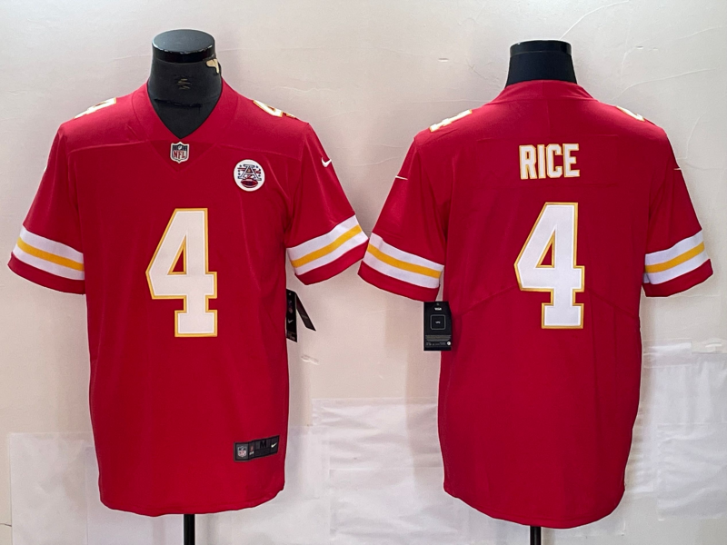 Men's Kansas City Chiefs Rashee Rice #4 Red Game Jersey1 football jersey product view 1
