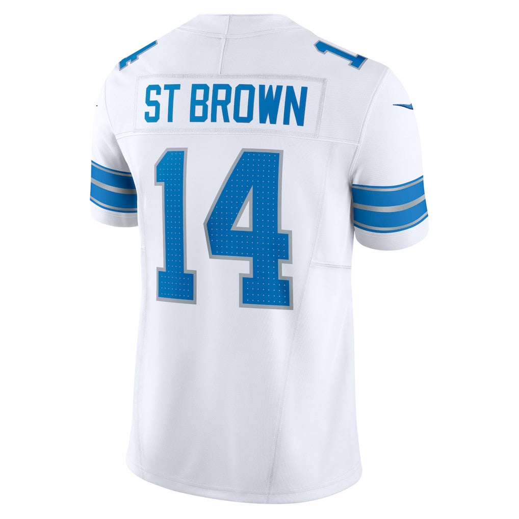 D.Lions #14 Amon-Ra St. Brown White Vapor F.U.S.E. Limited Jersey football jersey product view 1